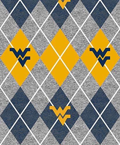 Premium West Virginia University Argyle Fleece Blanket Fabric – Cozy Heathered Design Sold by the Yard for Ultimate Comfort