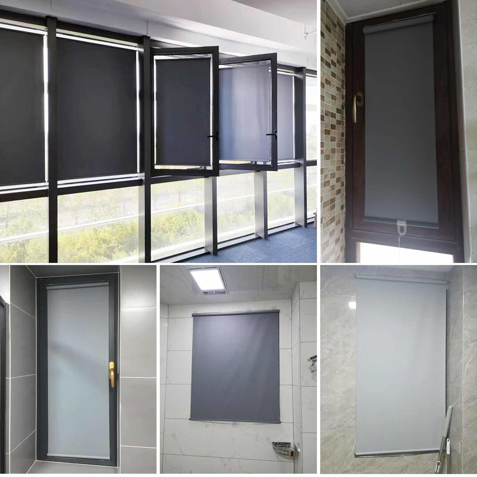 Estor Enrollable Opaco Para Ventanas,Persiana Enrollable Con Ventosa,Estor Enrollable De Parasol Retráctil Sin Taladro,32/40/50/60/70/80/100/120cm,Cortinas Aislante De Interior,White-77x150cm/30x59in