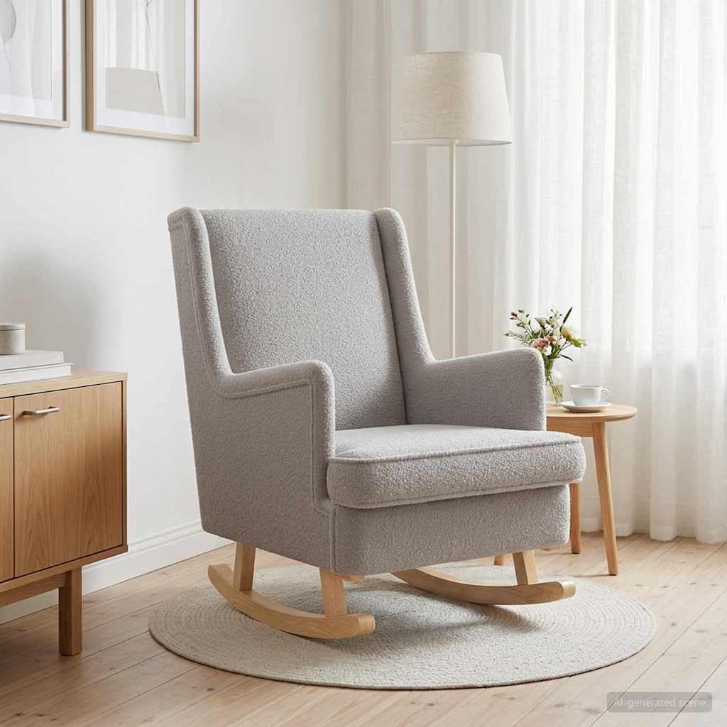 Mecedora Gris Claro 62 x 80 x 85 cm Bouclé, Mecedoras, 16.675 kg-42029970