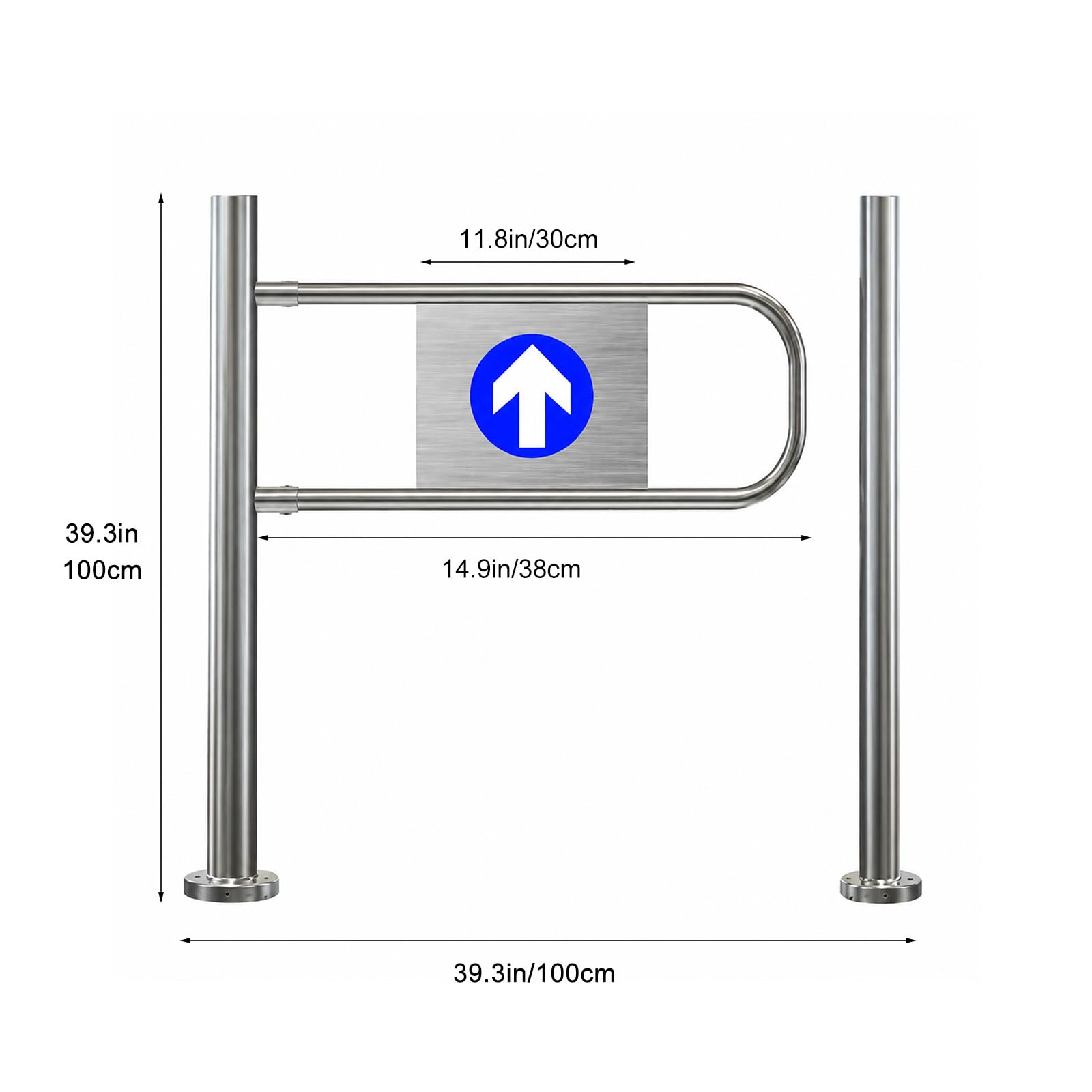Barrera Control de Acceso Peatonal, Puerta Manual Acero Inoxidable 201 | Puerta Abatible Unidireccional para Supermercados, Tiendas y Comercios(Left Side)