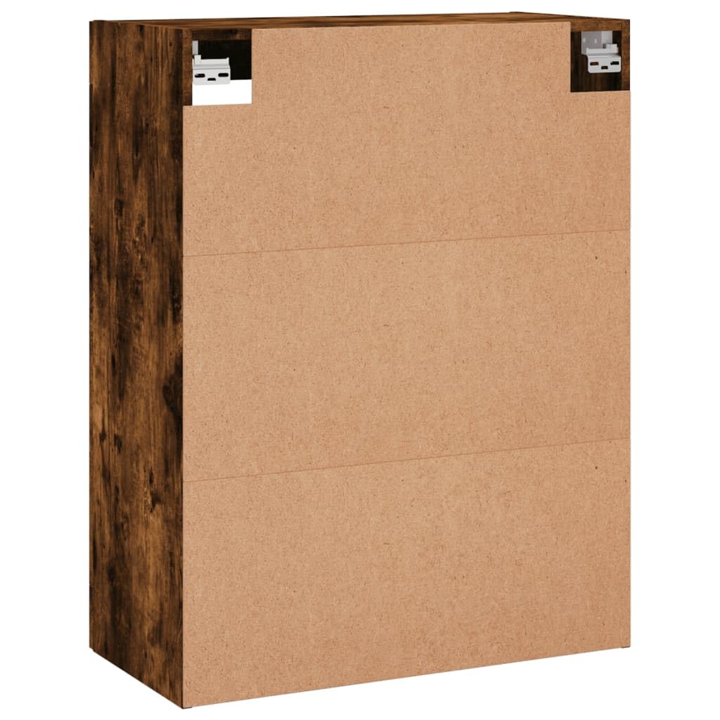 Armario de pared de roble ahumado 69,5 x 34 x 90 cm, armario colgante con puertas de cristal de madera, armario flotante moderno para dormitorio y estudio