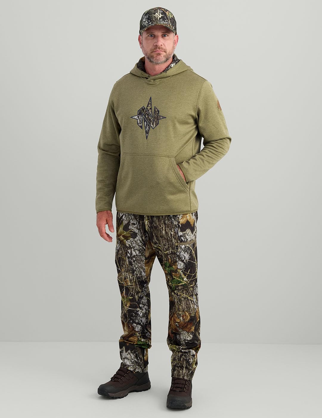 Nomad Herren North Star Bequemer mittelschwerer Jagd-Kapuzenpullover mit Camo Logo für Alltag und Outdoor-Lifestyle