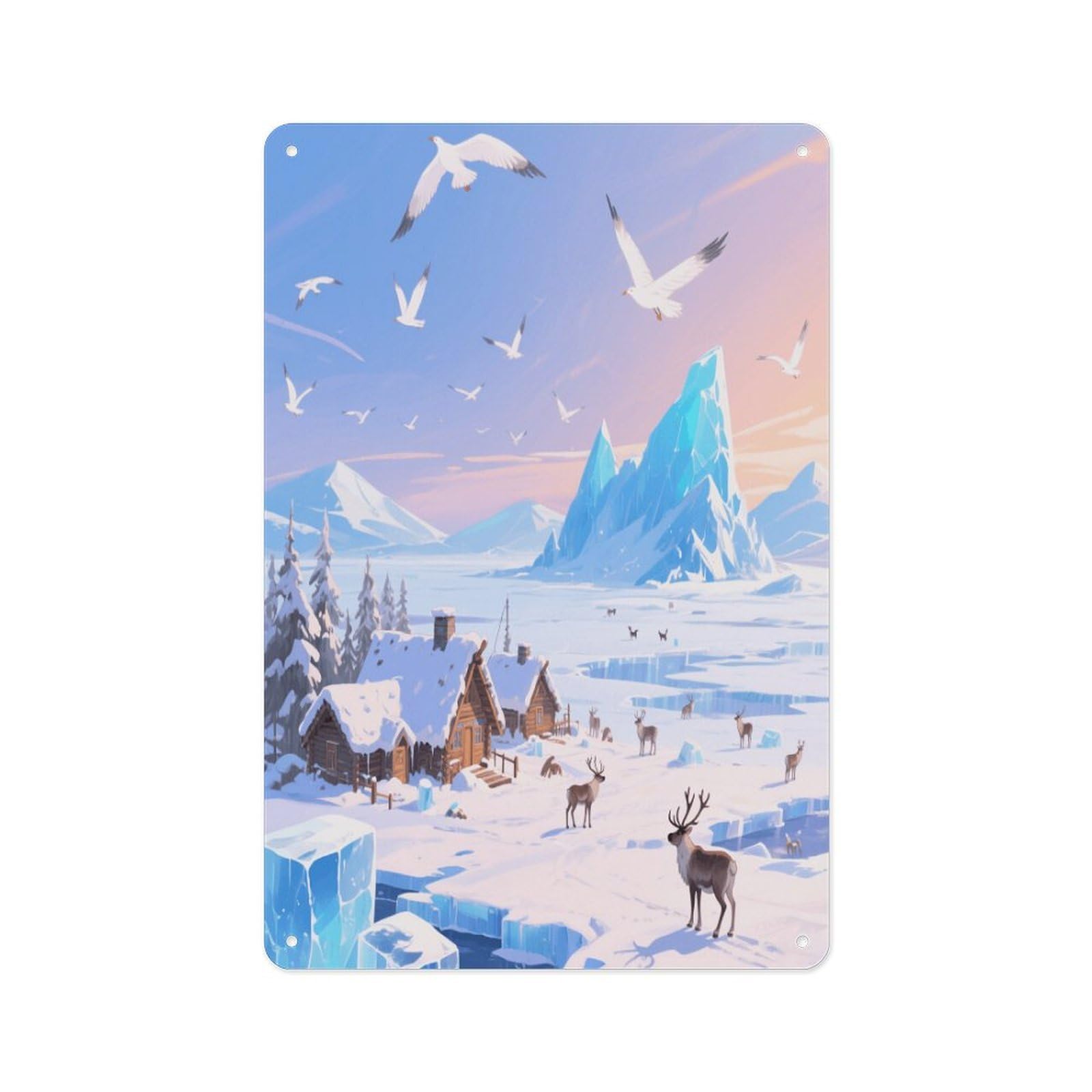 Fekiloot Style Ice Field Villages Wall Decor Metal Signs Tin Signs Poster