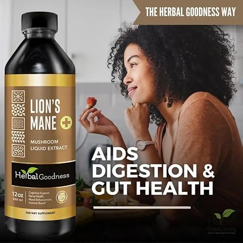Miniatura 4 de Extracto de hongo melena de león Gotas líquidas sin alcohol Apoya la función cognitiva y la salud del sistema nervioso 12 onzas líquidas