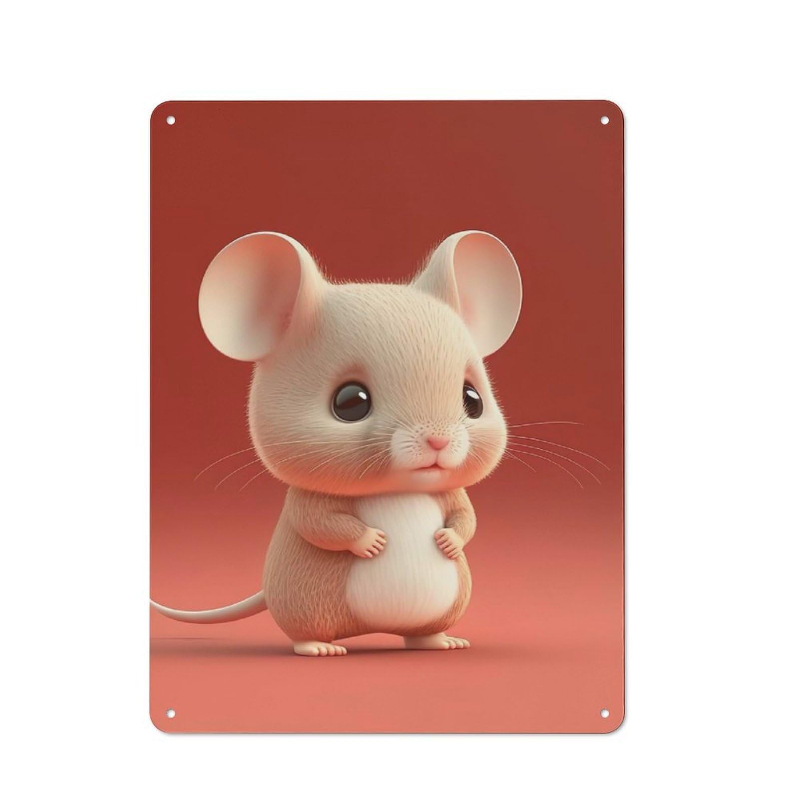 Tin Wall Plaque 40x30cm with White Mouse for Pub Or Café, for Hospitality Wall Decor Collectors
