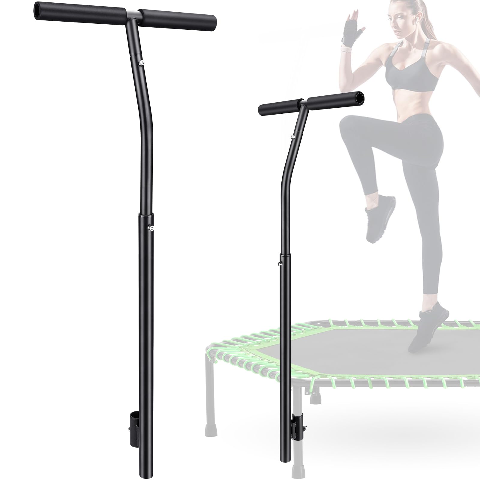TOBWOLF Rebounder Handle Bar Accessory for Fitness Trampolines, Universal Bar Handle for Rebounder Jumping Cardio Trainer Workout (Trampoline Not Included)