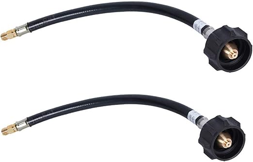 GGC 2 Feet RV Propane Pigtail Hose QCC1 Connector with 1/4'' Inverted Male Flare (2PCS)