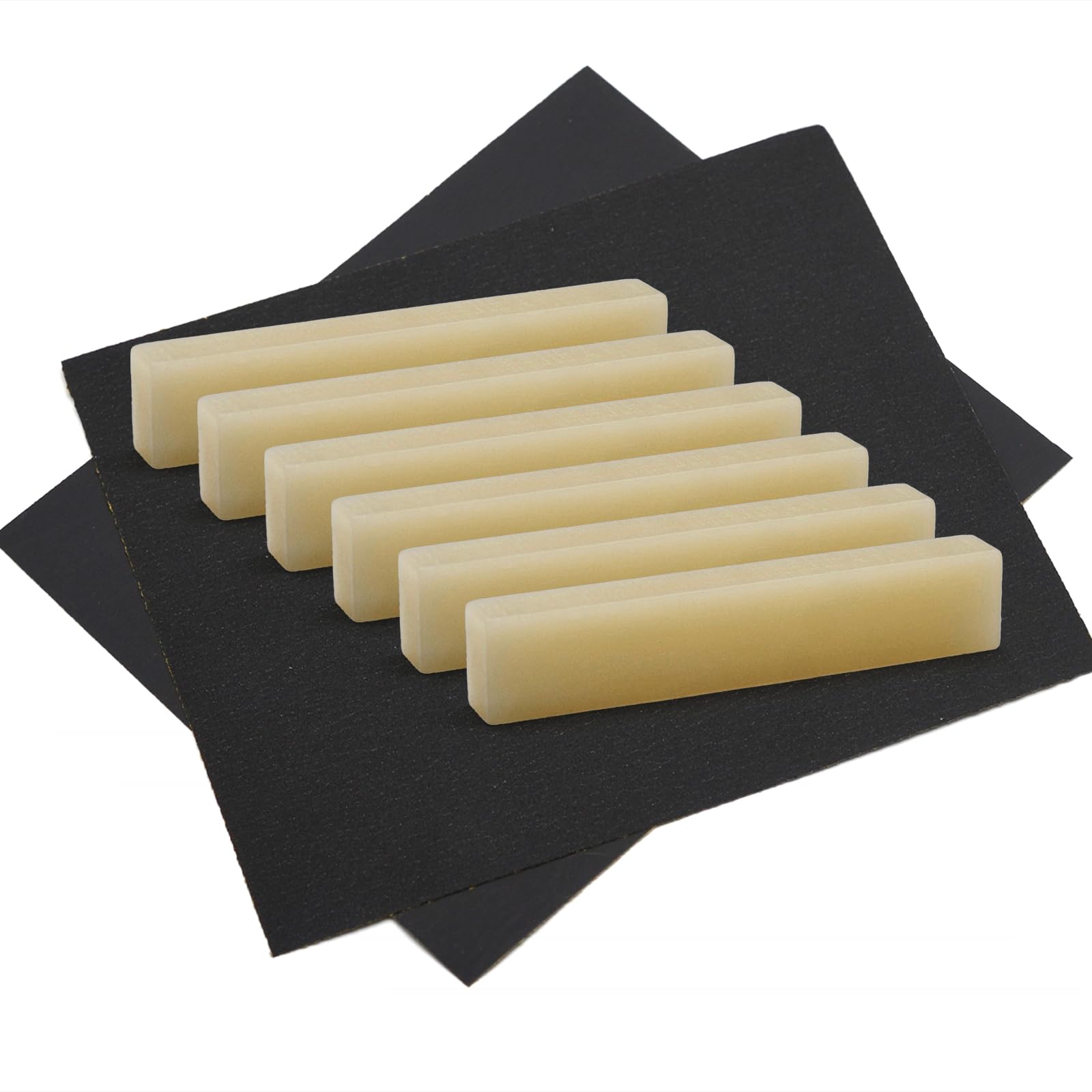 SAPHUE 6Pcs Unbleached Bone Guitar Nuts Blank For Electric Bass Acoustic Classical Guitar Mandolin Banjo Ukulele Nut Blank (6Pcs Nut)