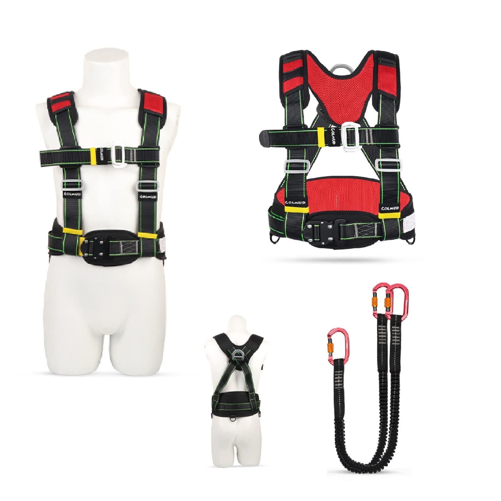 SwaYve Cintura Di Sicurezza per Lavoro Aereo, Imbracatura Di Sicurezza per Lavoro in Quota, Kit Di Sicurezza per Tetto Anticaduta Protezione Anticaduta, per Arrampicata su Roccia/Red/D