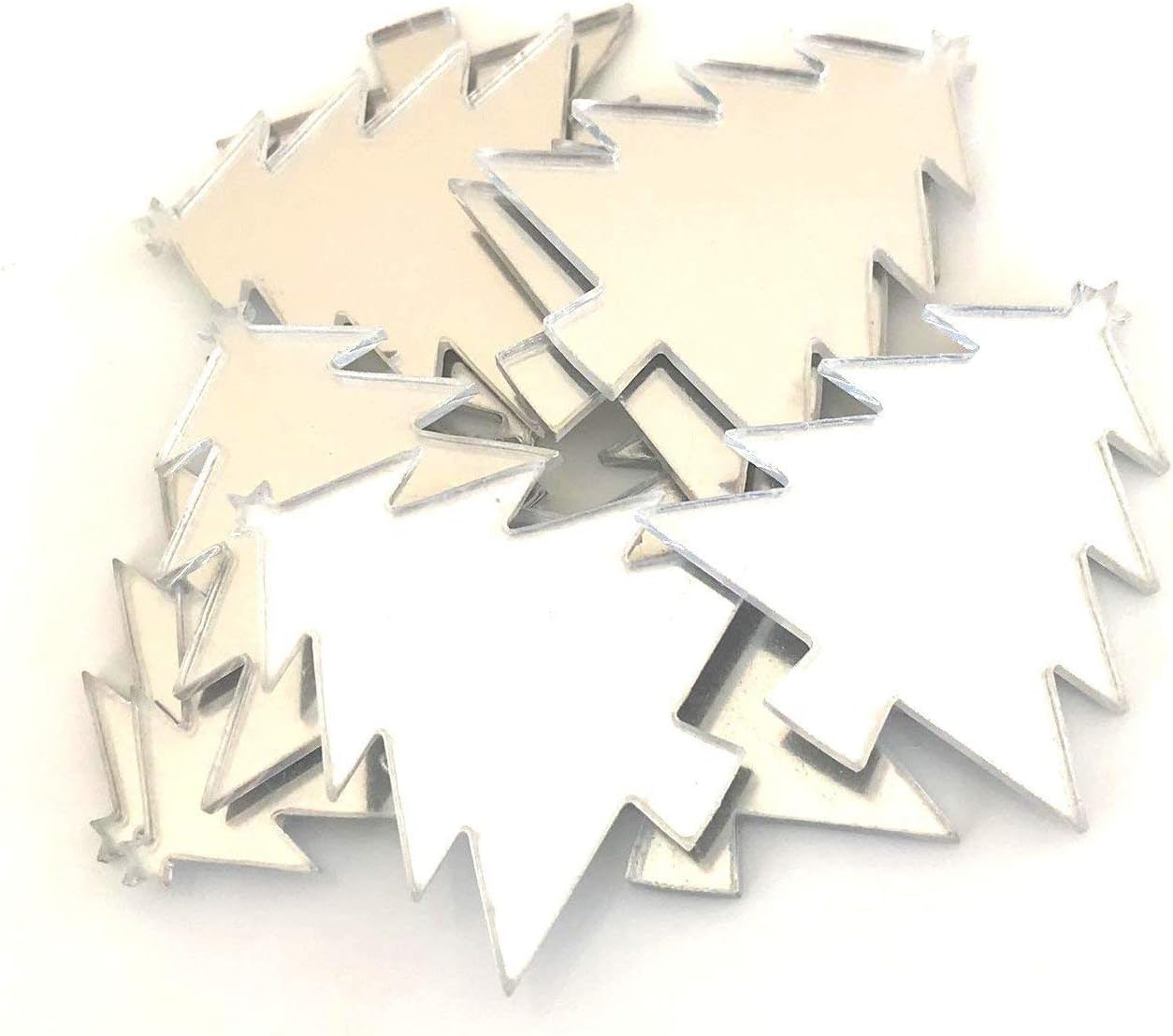 Super Cool Creations Christmas Tree Shaped Crafting Mirrors, Set of 10, Many Colours, Shatterproof Acrylic, Gold Mirror, Pack of 10 x 10cm