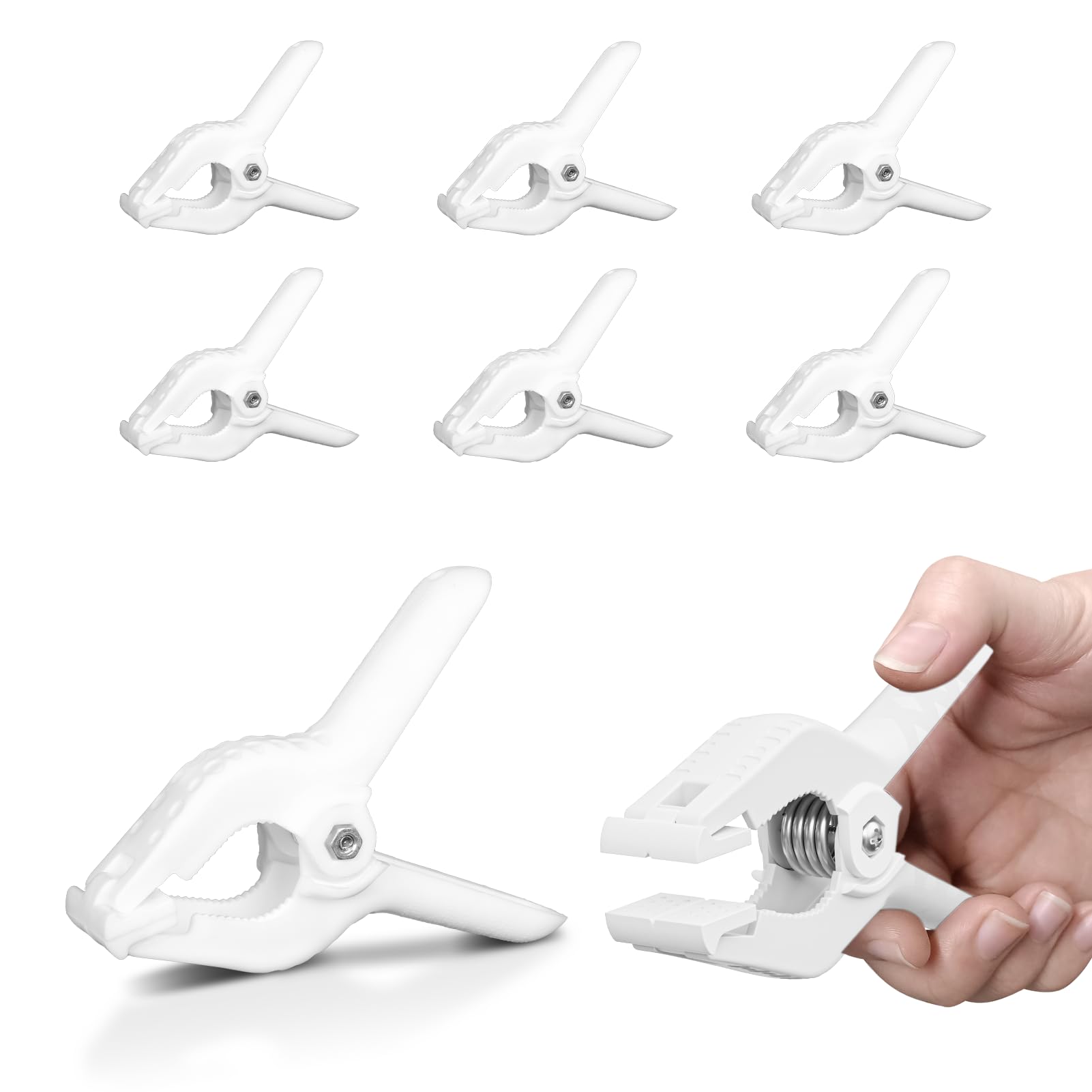 EMART 6 Pack Heavy Duty Spring Clamps 4.5 inch Plastic White Backdrop Clips