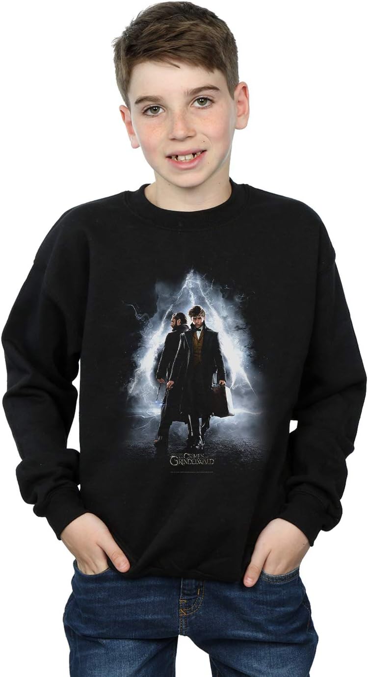 ABSOLUTECULT Fantastic Beasts 2 Boys Newt and Dumbledore Poster Sweatshirt Black 5-6 Years