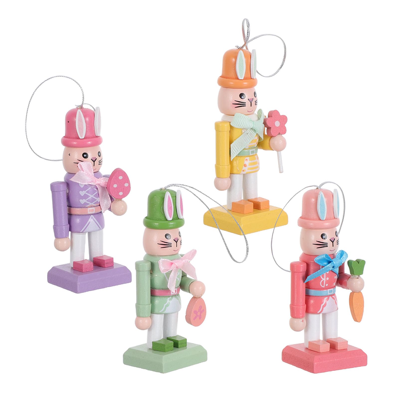 FRCOLOR 20 Pezzi Statuetta Schiaccianoci Coniglio Pasquale in Legno per