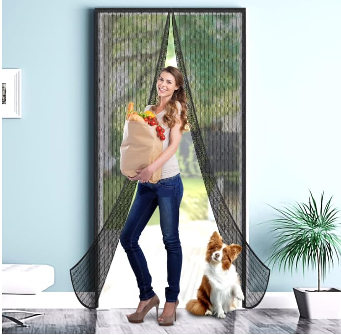 DWD Heavy Duty Magnetic Door Screen, Black, 38" x 82"
