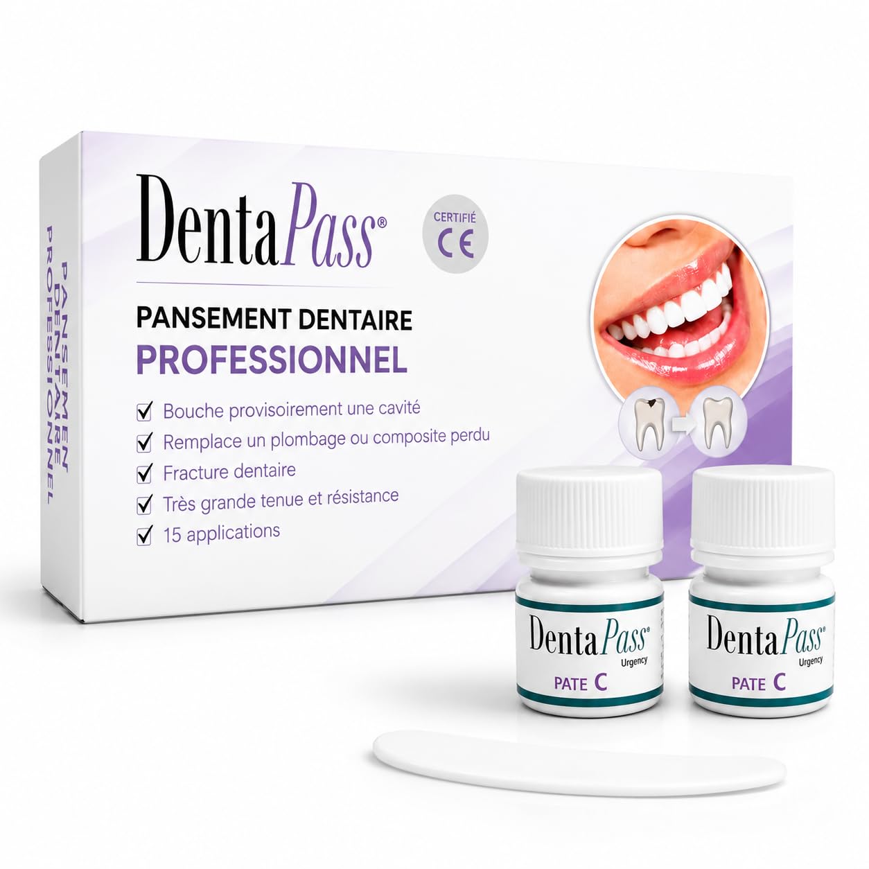 Pansement Dentaire | Pansement dentaire provisoire | Reboucher une Carie, Amalgame, Trou dans une Dent | Rage de Dent | Qualité Professionnelle | Application Facile | Certifié CE | Entreprise FR