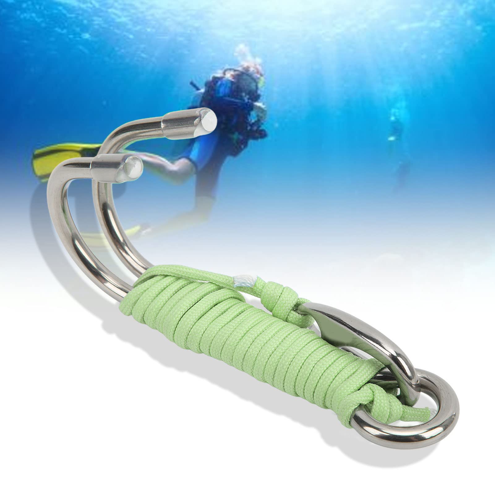 Gancio per Immersione, Cordino Subacquee Anticorrosivo Scuba Drift Hook con Linea Luminosa Gancio per Immersioni Subacquee