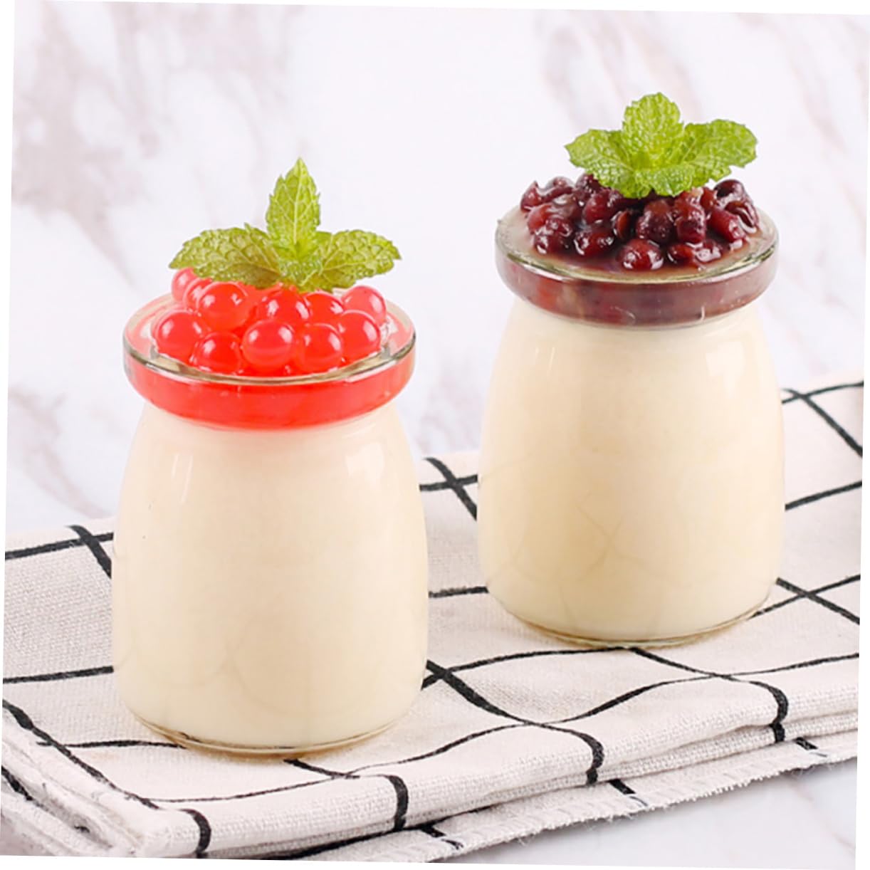 Cabilock 10 Puddinggläser mit Deckel 200 Ml Glasbehälter mit Breiter Öffnung Hitze und Kältebeständig 10 Stück für Pudding und Joghurt