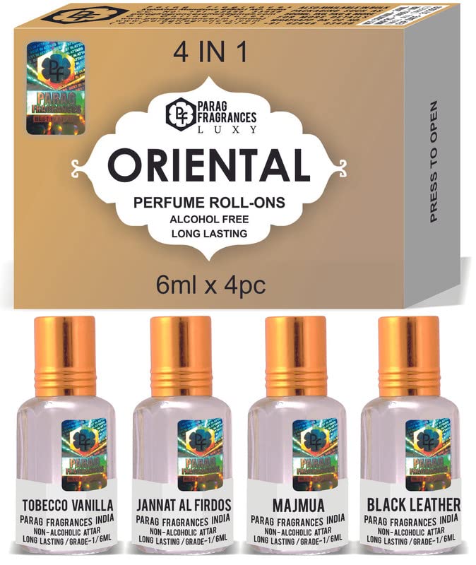 Image of Parag fragrances Top Attars Collection Of India /Alcohol Free Attar Gift Pack (Oriental), Unisex, Liquid, 6 Ml