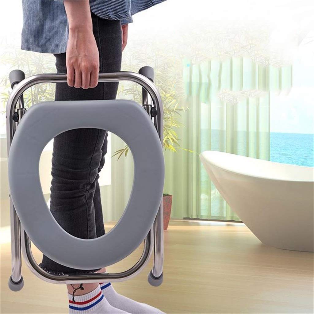 Toilleten Sitz, Ergonomie Bad Dusche Wasserdicht Faltbarer Stuhl Haushalt Mobiles WC Toilettenhocker (Farbe : Stool+Commode, Größe : Height 30cm)