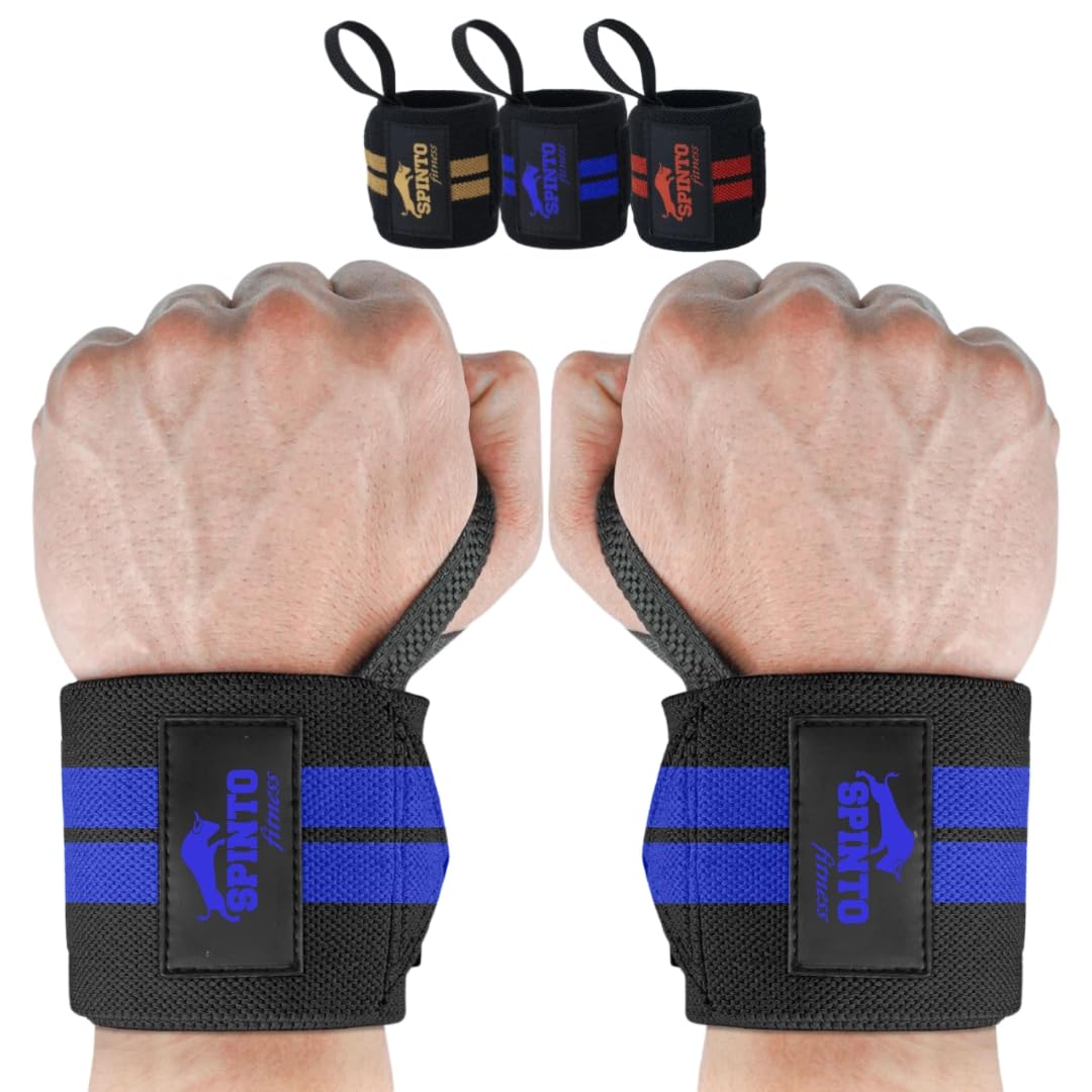 18" Wrist Wraps for Weightlifting USPA-Approved Wrist Support with Thumb Loop Heavy Duty Wrist Braces for Powerlifting, Gym, Cross Training & Strength Training for Men & Women (Blue)