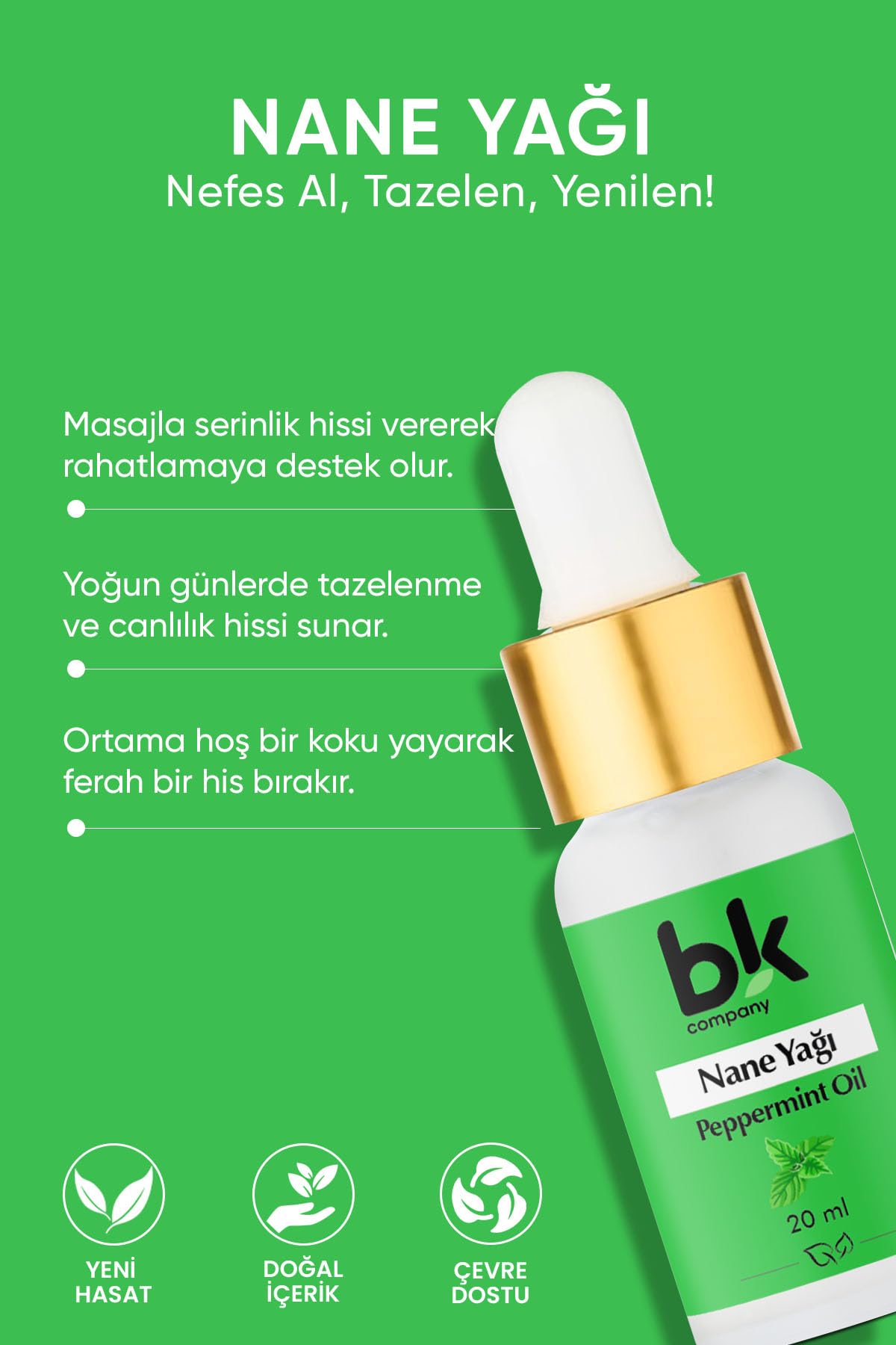 Nane Yağı%100 Saf - Ferahlatıcı, Canlandırıcı ve Arındırıcı Serum 20 Ml