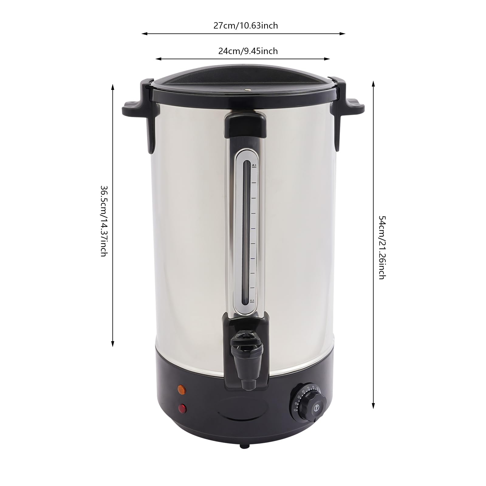 7.4Gal Commercial Coffee Urn, 1800W Quick Brew Stainless Steel Coffee Percolator with Keep-Warm Function, Large Capacity Hot Beverage Dispenser for Catering, Office, Church, Events (Black, 7.40Gal)