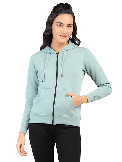 Women Winter Hooded Sweatshirts Zipper Jacket