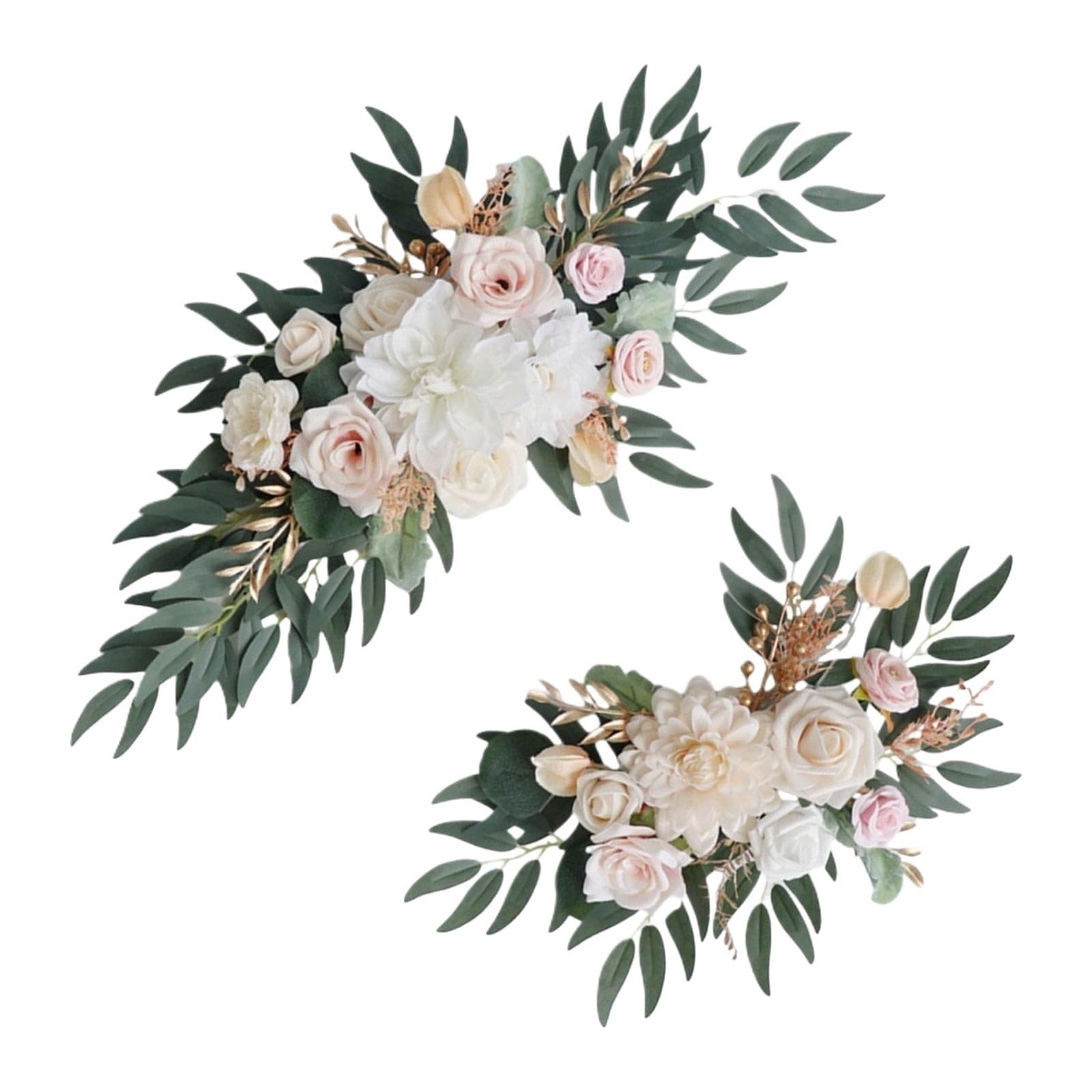 MOHUIED Artificial Floral Swags 2Pcs Artificial Floral Swag Wedding Arch Flowers For Wall Reception Ceremony Pink And White for Ceremony Backdrop, Fireplace and Door Decor