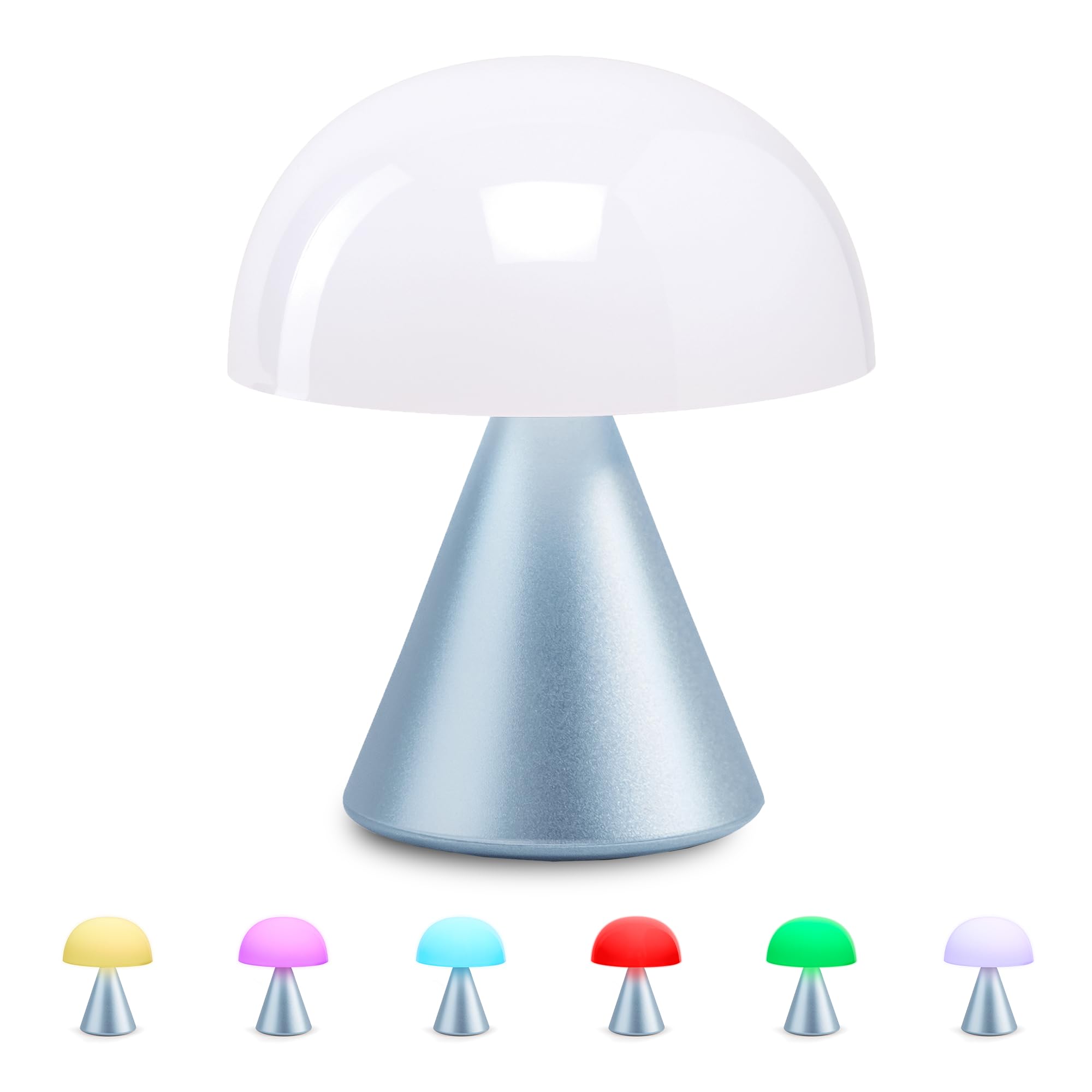 IZI Lexon Mina Mini French-Designed LED Lamp | 12 Hours Battery | Cold and Warm Light Control | Memory Dimmer Function Rechargeable | USB-C Charging (Glossy White) (Light Blue)