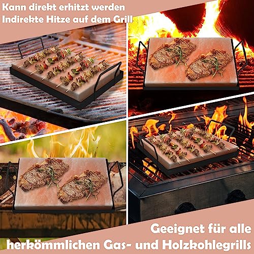 Salzstein Grill Jopassy XXL 20x30x3cm mit Eisenplatte zum Grillen