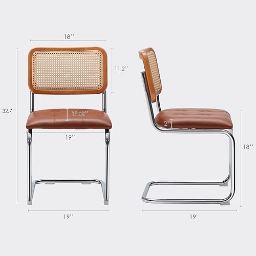 Miniatura 3 de Farini Juego de 2 sillas de cocina y comedor, sillas modernas de mediados de siglo, respaldo de malla sin brazos, sillas de ratán para el comedor