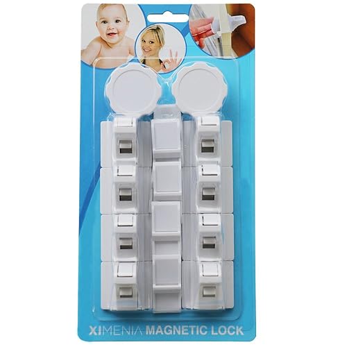 Ximenia - Cerraduras magnéticas de seguridad para gabinete, 8 cerraduras, 2 llaves para cajones, puertas de gabinete, no destructivas, sin