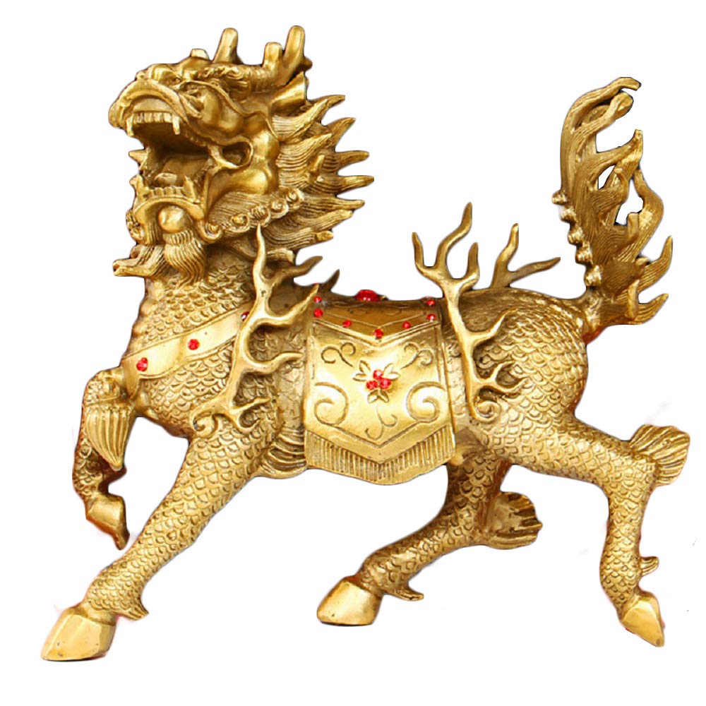 Amazon.co.jp: LuckyBuddha 風水製品 キリン像 中国龍馬 チリン/チリン
