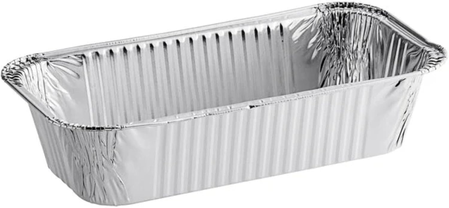 5 lb Disposable Aluminum Loaf Pans | Heavy Duty Foil Baking Containers Without Lids | Rectangular Bread Cake Mini Bakeware Recyclable Oven Safe for Cooking Catering | 100 Count