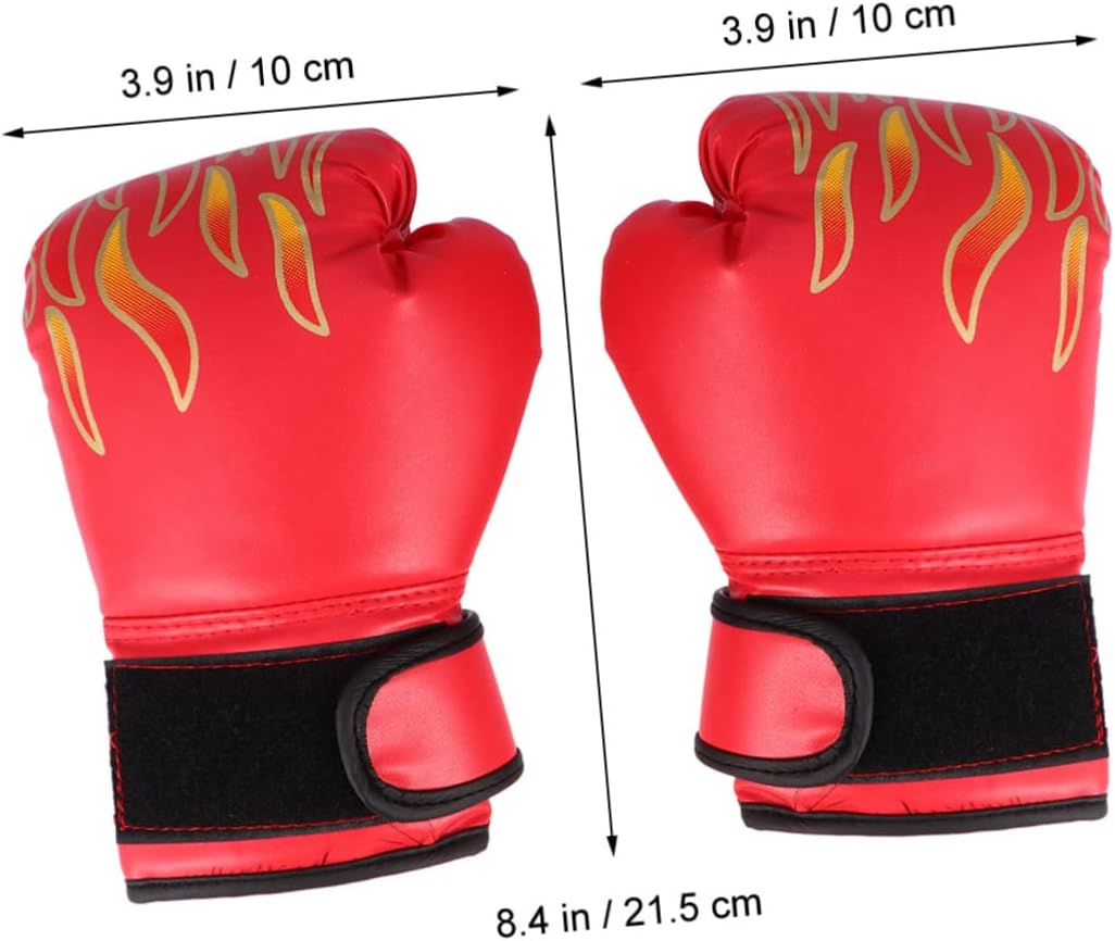 BESPORTBLE Boy Girl's Boxing Gloves with Flame Pattern Pu Training Mitts for Taekwondo Kickboxing Sparring Breathable Design Random Colors Youth