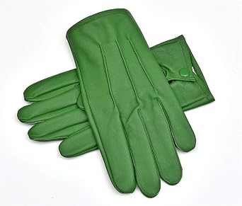Mens Dress Leather Gloves Large, Green