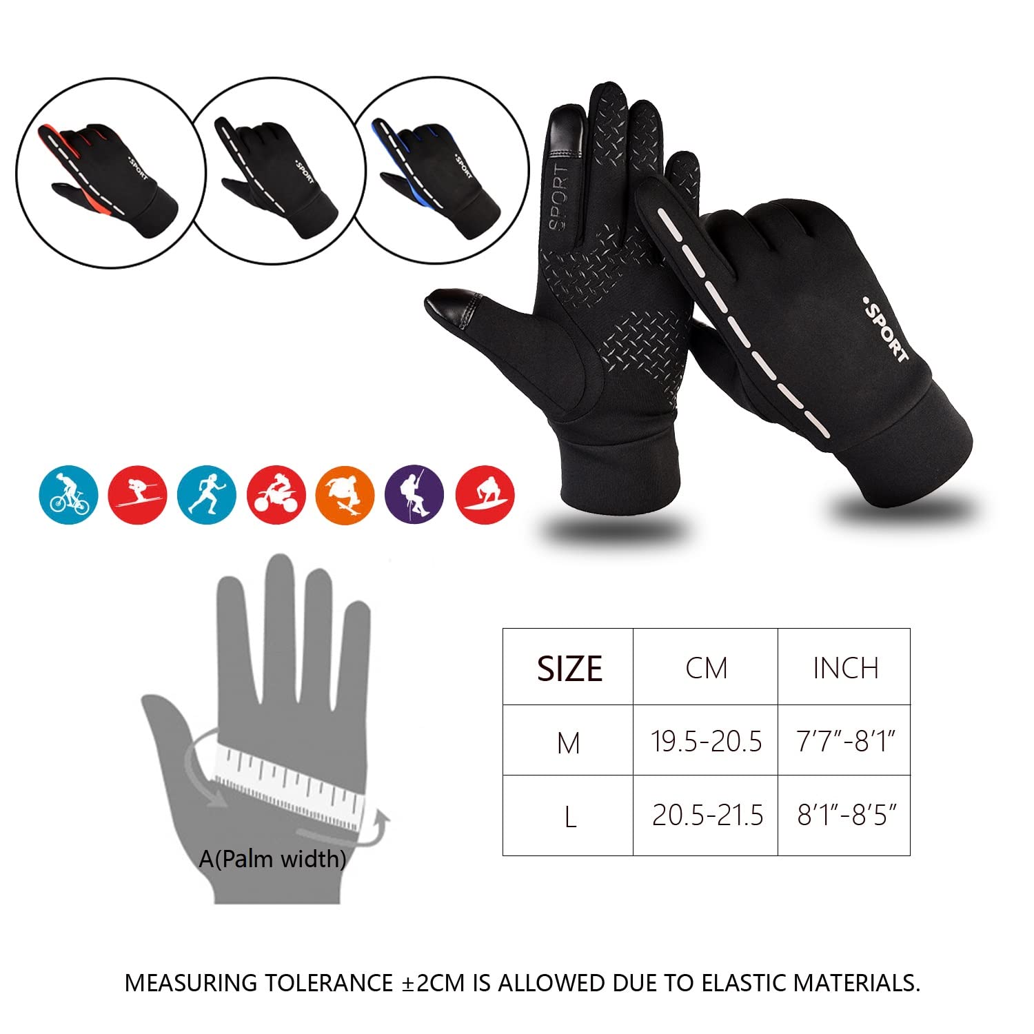AFIT Guantes de Otoño Invierno a Prueba de Viento Impermeable Antideslizantes Ciclismo Bicicleta Correr Aire Libre Guantes Pantalla Táctil Guantes para Hombres y Mujeres
