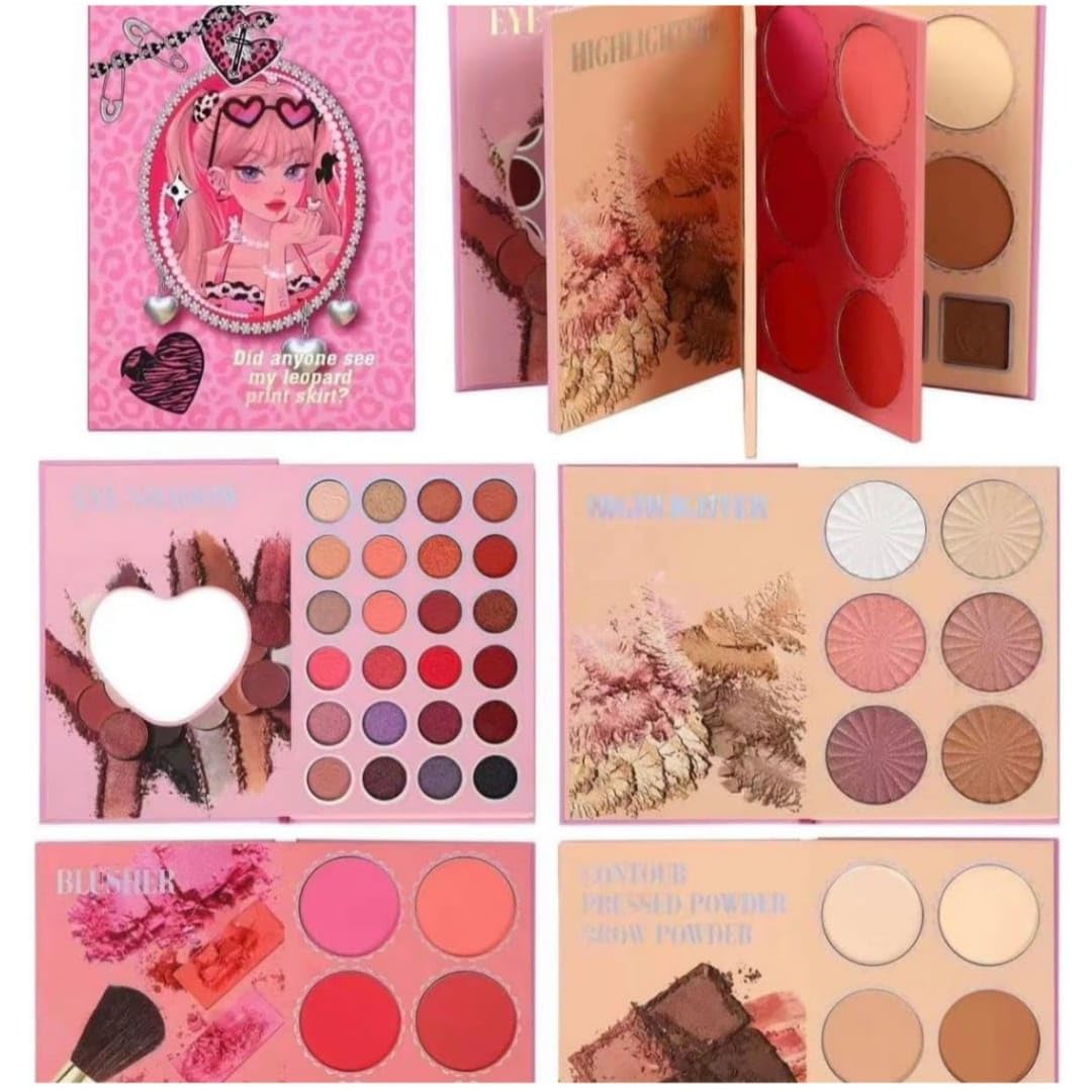 Magic Huda Make-up Kit Eyeshadow, blusher, Contour, concealer, eyebrow & highlighter 4 in 1 Viral Makeup Book-image-12