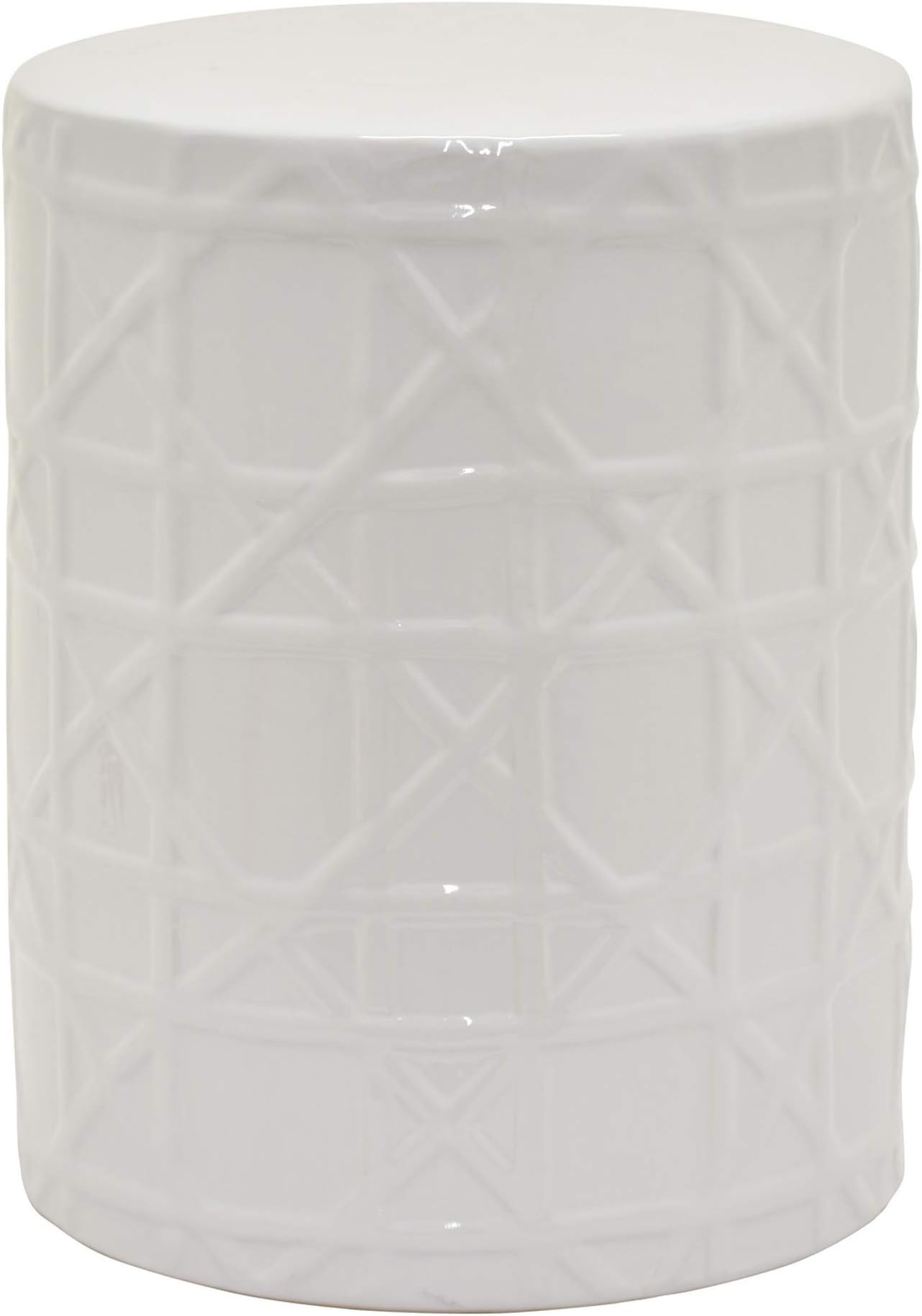 Three Hands 18" Ceramic Garden Stool in White