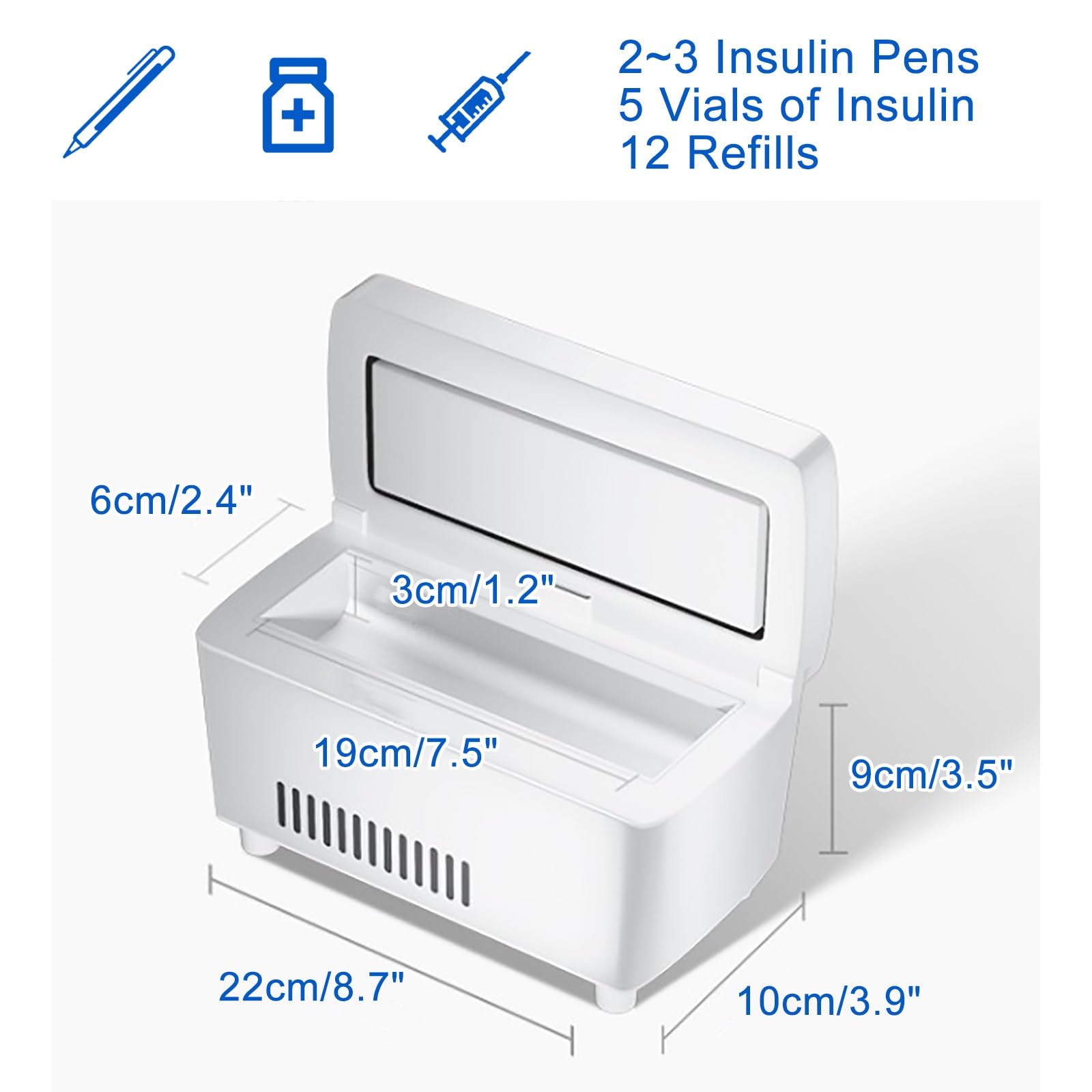 DEWIN Borsa Termica Per Insulina E Farmaci - Raffreddatore Portatile 21x11,5x3 Cm - Mantiene 2-24°C Per 12-24 Ore - Impermeabile, Con Cerniera, Per Viaggi E Campeggio - 2
