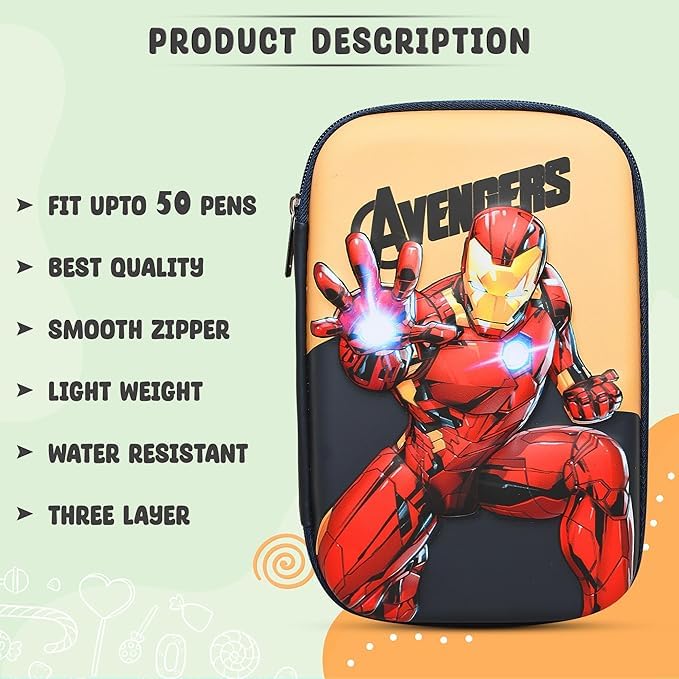 Image of Stylbase Cartoon Printed Pencil Box Suitcase for Boys & Girls | Hard Case Geometry Box with Password Lock & Handle | Large Capacity Pencil Case for School Supplies Kids (Red)