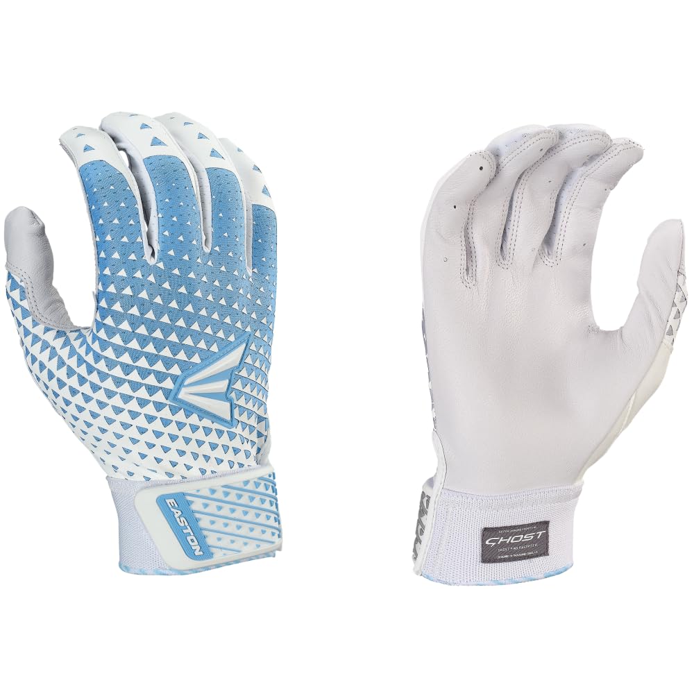 Ghost NX Fastpitch Softball Batting Gloves | Adult Medium | White/Carolina Blue