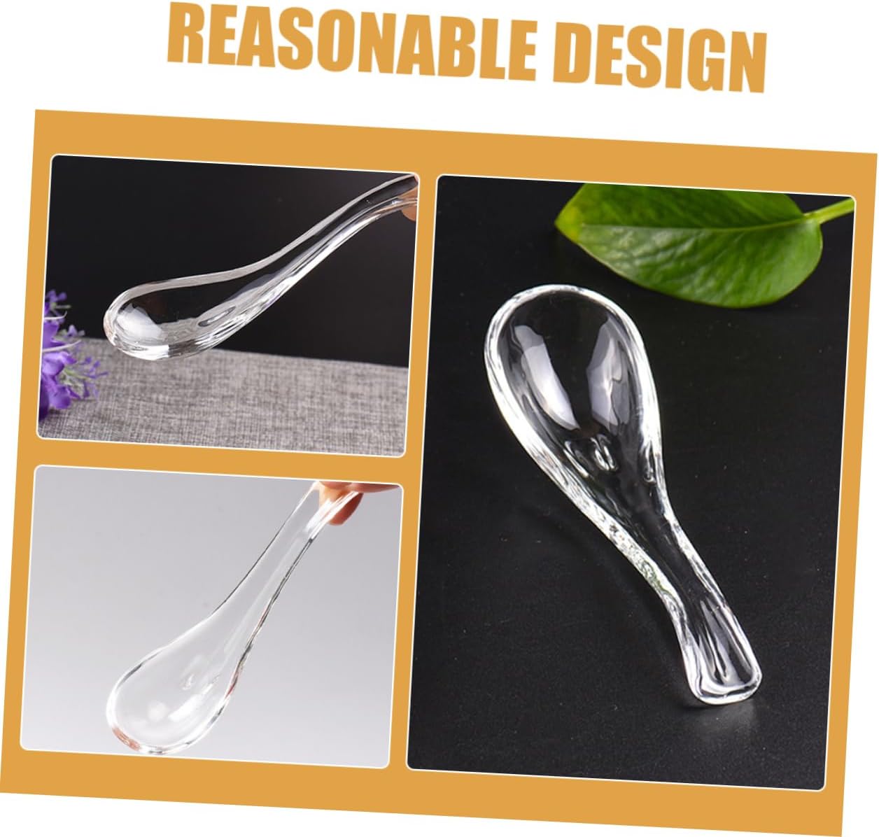 3sets Heavy Duty Chinese Soup Spoons Glass Porridge Spoons for Kitchen 2pcs*3