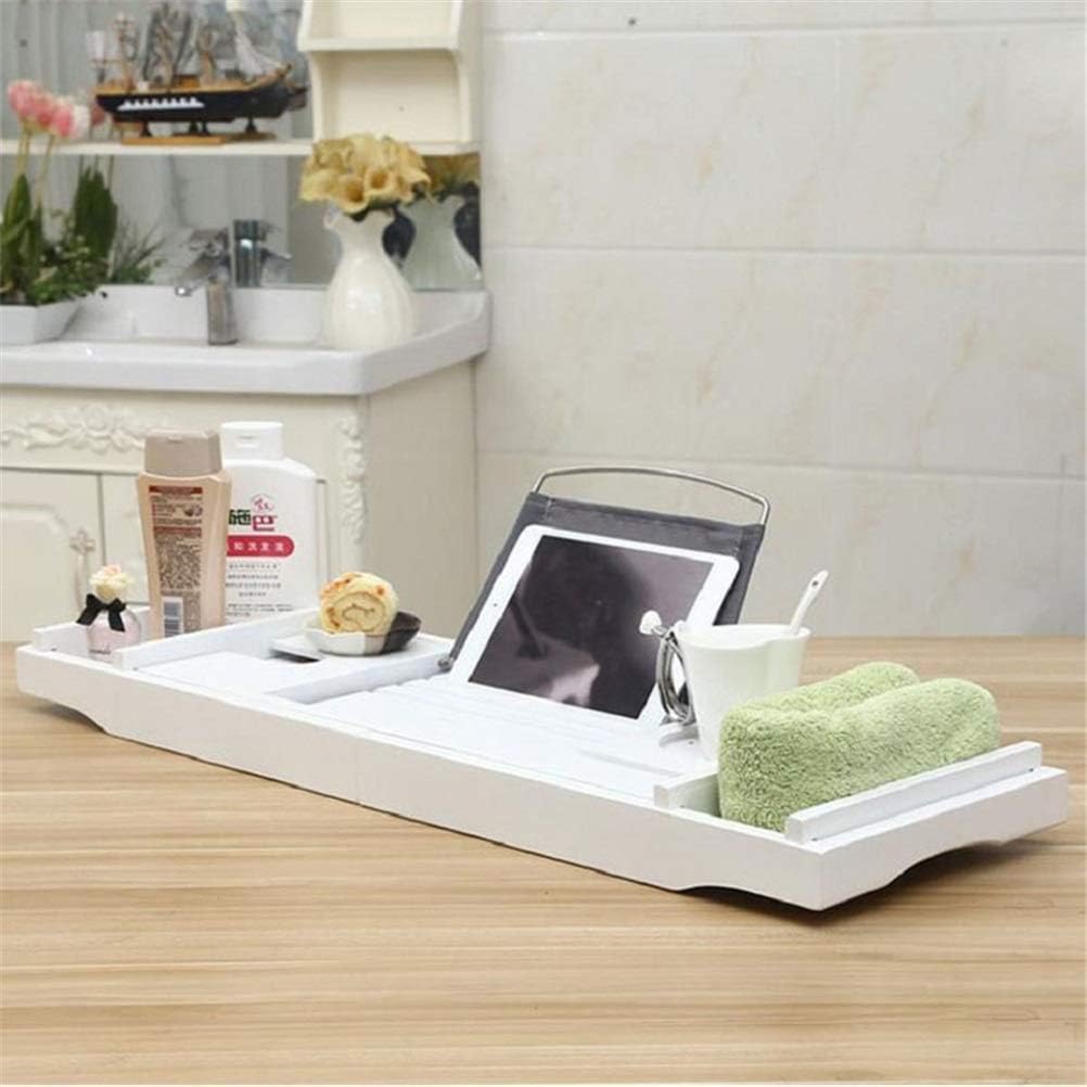 Bathtub Frame Bamboo White Waterproof Bathtub Tray Mobile Phone Tablet Reading Rack Bath Tray in The Bathroom image 2