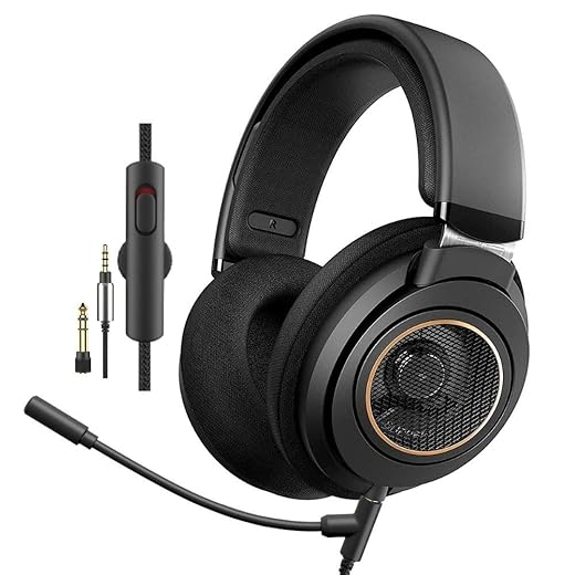 Philips Audio SHP9600MB Wired Headphones with Microphone -Over-Ear Open-Back Headset, 50 mm Neodymium Drivers (SHP9600MB) - Black
