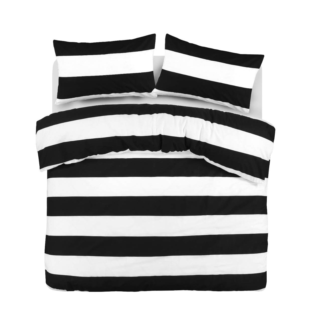 Mastex Printed Duvet Cover Double Bed Set – (Black & White Bold Stripes – double) - 100% Egyptian Cotton – Ultra Soft Assorted Design Quilt Cover – Hotel Quality Bedding Sets — image 1