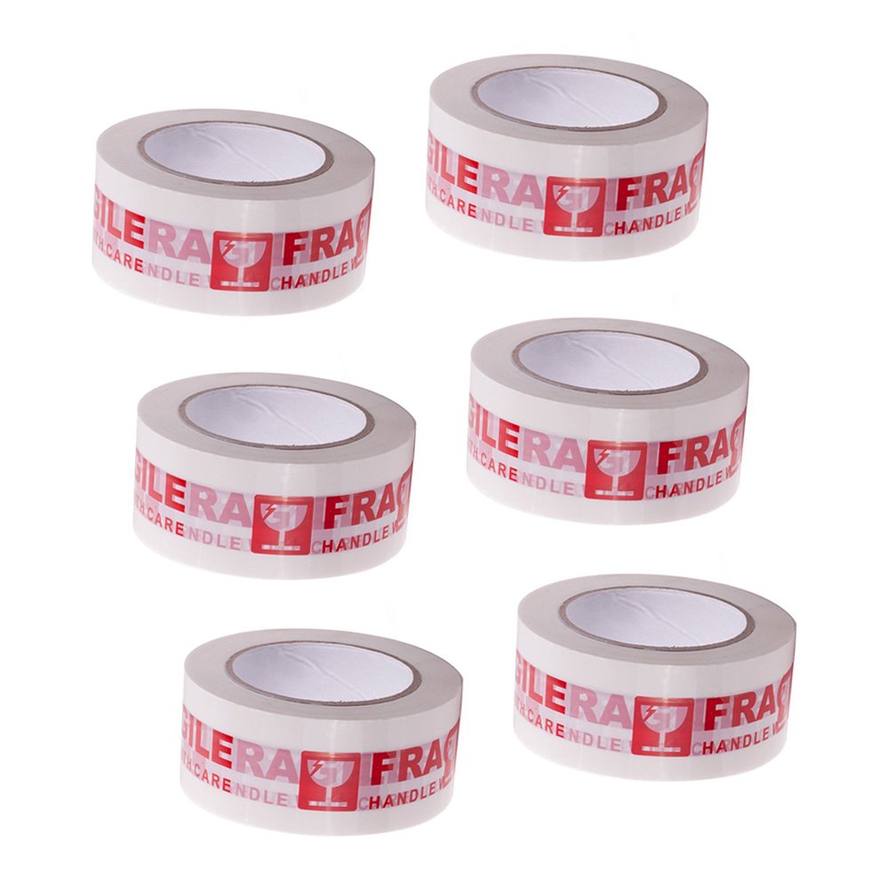 AGU warning fragile tape-handle con cura imballaggio stampa tape-2 pollici x 330 piedi (100,6 m) 6Rolls