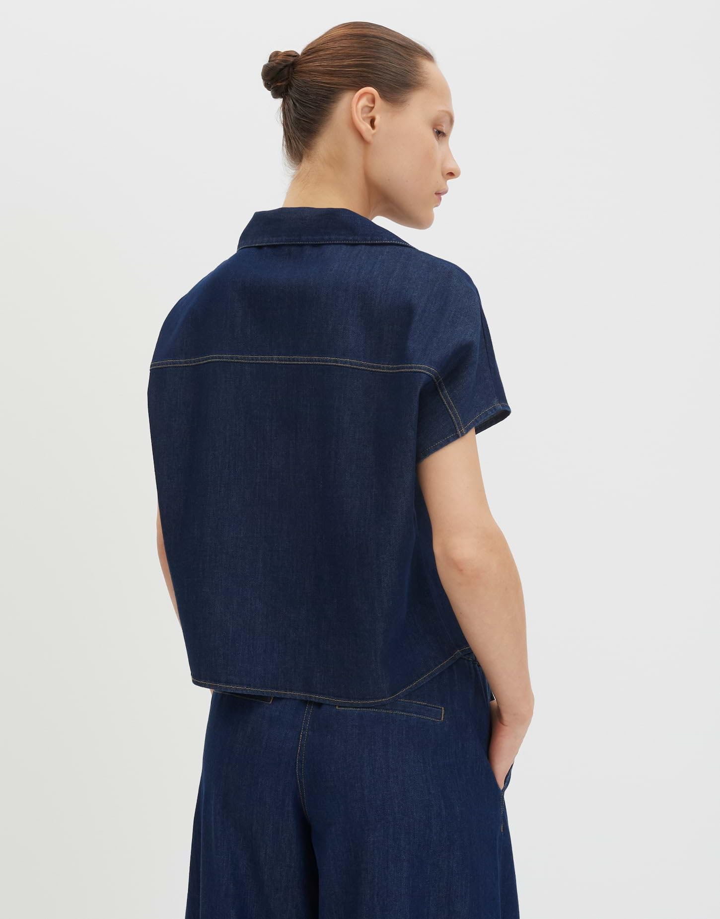 someday Damen Kurzarmbluse | Boxy Jeansbluse aus BCI Cotton Mix