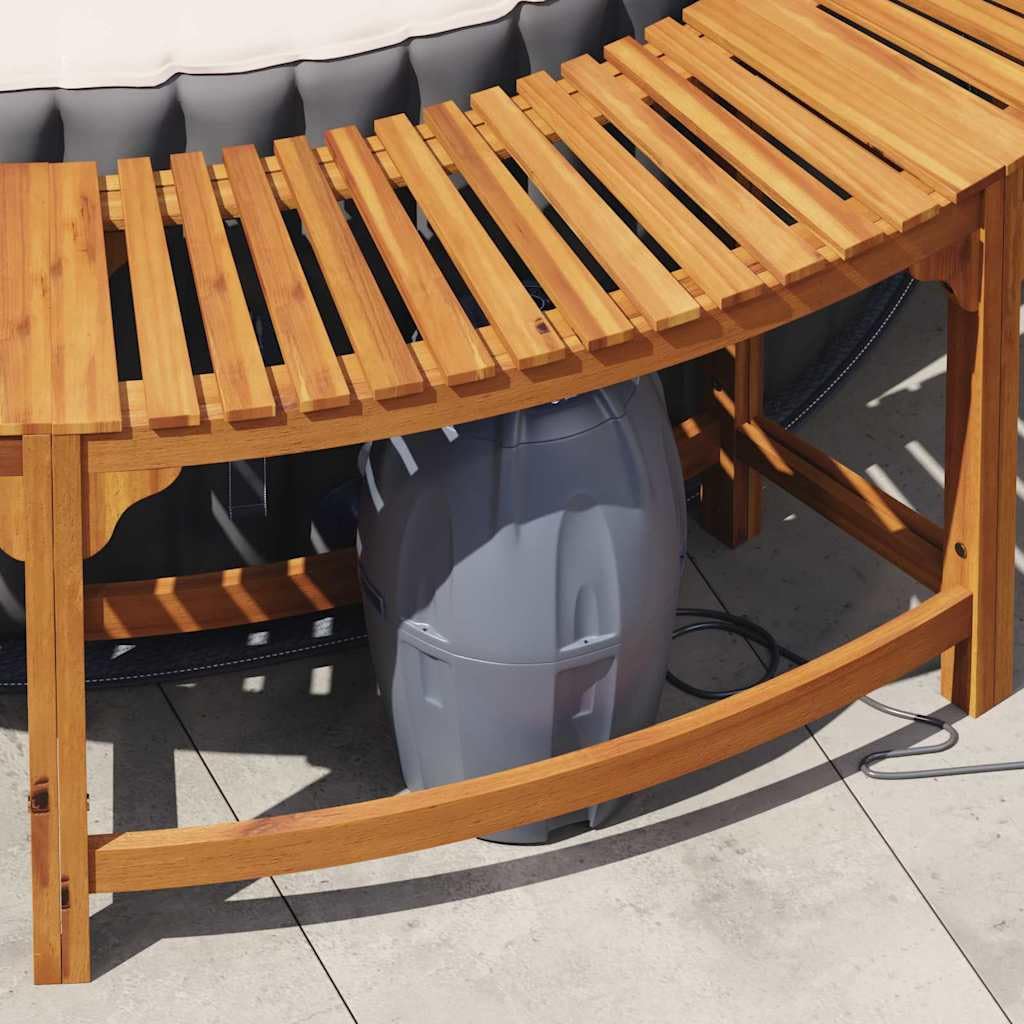 Bordo per vasca idromassaggio marrone, in legno massello di acacia, diametro 255 x 55,5 cm, per piscina, vasca idromassaggio, accessorio per esterni, durevole e decorativo per giardino e
