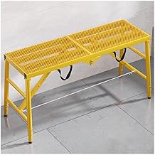 Andamio plegable portátil con plataforma de trabajo, escalera, taburete, color amarillo, 180 x 40 x 57 cm